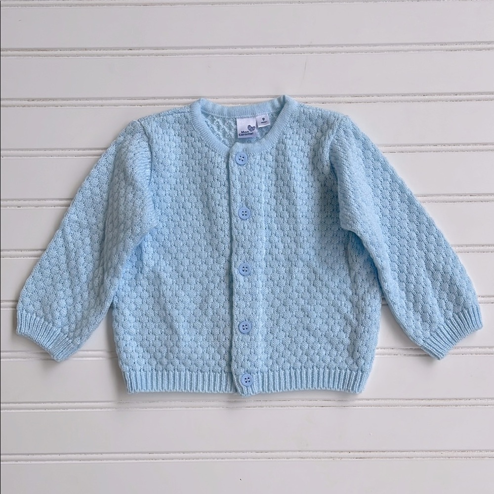 MON CARAMEL NWOT 100% Acrylic Knit Pointe Heirloom Cardigan Sweater
